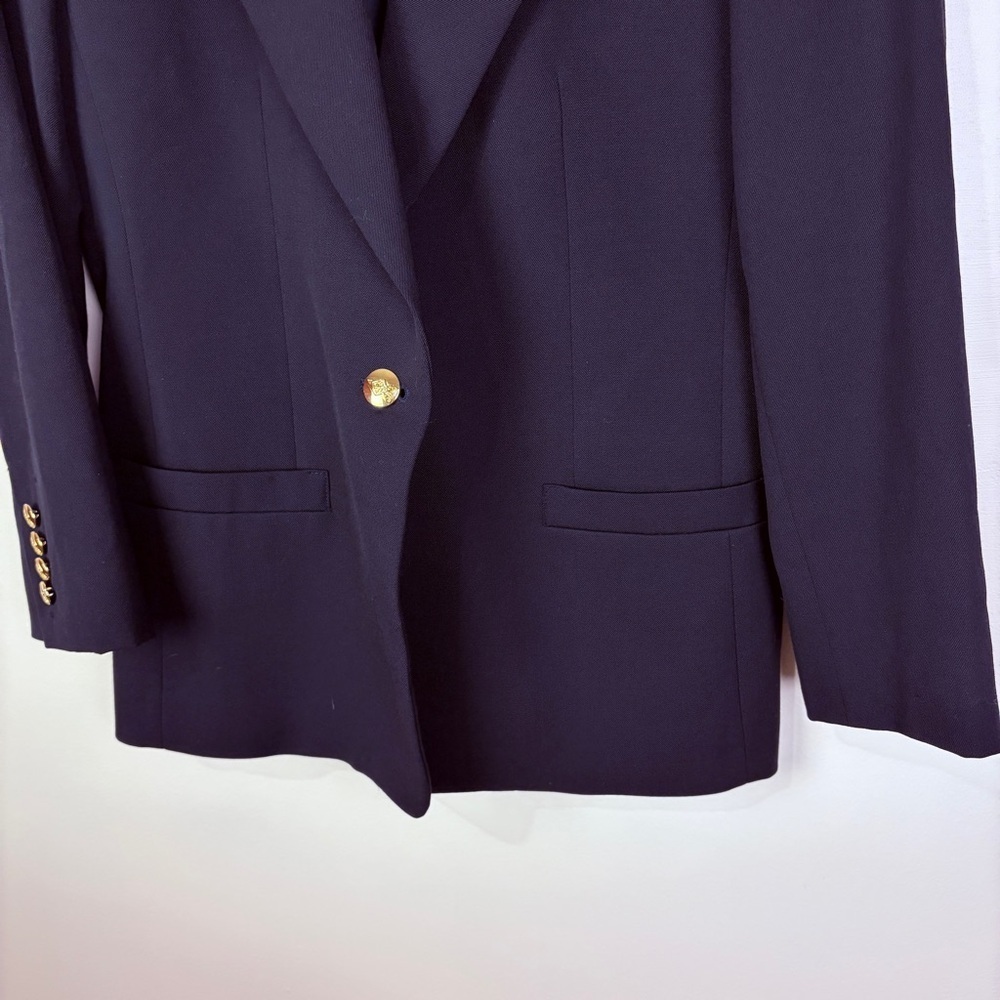 Austin Reed 100% Wool Navy Blazer Gold Buttons Old Money Quiet Luxury - Picture 4 of 11